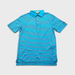 Peter Millar Polo Shirt Mens Small Blue Striped Crown Ease Preppy Golf