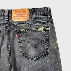 Vintage 90s Levi's 550 Jeans Mens 36x34 Black Relaxed Fit Tapered Leg Fade Denim Pants