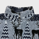Vintage 90s Black Mountain Fleece Jacket Mens XL Blue AOP Deer Nature Full Zip Outdoor
