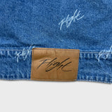 Nike Jordan Flight Heritage Denim Jacket Mens Large Blue AOP Monogram Trucker