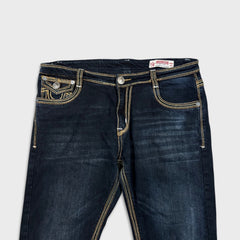 Vintage Y2K True Religion Jeans Mens 36x30 Big T World Tour Dark Wash Flap Pocket Denim Pants