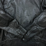 Vintage Y2K Leather Jacket Mens XL Black Moto Biker Multi Zipper Heavy Bomber