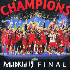 2019 Liverpool FC T Shirt Mens Medium Black Champions League Final Soccer Tee