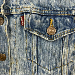 Levi's Denim Jacket Womens 2XS Blue Type III Light Wash Distressed Jean Trucker