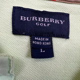 Burberry Golf Polo Shirt Mens Large Green Nova Check Tartan Cotton Preppy