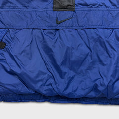 Vintage 90s Nike Jacket Mens Large Blue Big Swoosh 1/2 Zip Pullover Coat