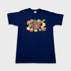 Vintage 90s Canada Maple Leaves T Shirt Mens Medium Blue Patriotic Country Tee
