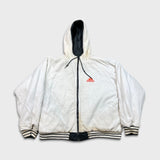 Vintage 90s Adidas Jacket Mens Large Gray Reversible 3 Stripe Heavy Coat