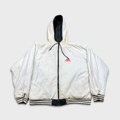 Vintage 90s Adidas Jacket Mens Large Gray Reversible 3 Stripe Heavy Coat