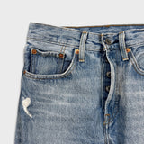 Levi's 501 S Jeans Womens 26x28 Blue Skinny Light Wash Distressed Faded Denim Pants