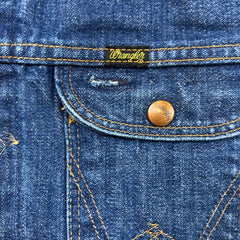 Vintage 80s Wrangler Denim Jacket Mens Small Winston Rodeo Awards USA Trucker