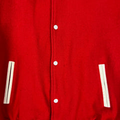 Vintage 90s Blank Jacket Mens Medium Red Classic Outdoor Varsity Leather Bomber