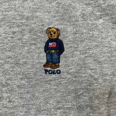 Polo Ralph Lauren Hoodie Mens Large Gray Polo Bear Pullover Hooded Sweater