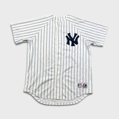 Vintage Majestic New York Yankees Jersey Mens Large White Sports MLB Baseball