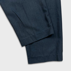 Vintage 90s Balenciaga Pour Homme Pants Mens 38x30 Blue Wool Pleated Trouser BB Logo
