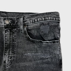 Levi's 512 Jeans Men 34x30 Black Slim Taper Leg Dark Wash Distressed Stretch Denim Pants