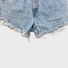 Vintage 90s Levi's 521 Jeans Womens 27x4 Blue Distress Cut Off Frayed Shorts