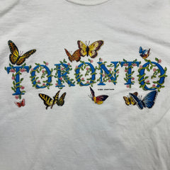 Vintage 2000 Toronto Canada Butterflies T Shirt Mens Small White Animal Graphic Tee