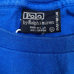 Vintage 90s Polo Ralph Lauren T Shirt Mens XL Blue USA Pony Pocket Tee