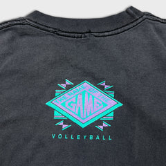 Vintage 90s Volleyball T Shirt Mens Small Black Single Stitch Faded Sports Tee