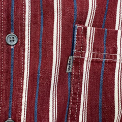 Vintage 90s Levi's Shirt Mens Small Red Striped Western Chore Twill Long Sleeve