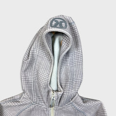 Lululemon Scuba Stretch Hoodie Womens Size 6 Gray Full Zip Dotted Hooded Sweater