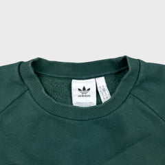 Adidas Originals Sweatshirt Mens Medium Green Crest Logo Pullover Crewneck