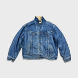 Vintage 90s Lee Storm Rider Denim Jacket Mens Large Blue Light Wash Blanket Lined Trucker Western