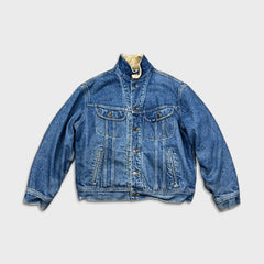 Vintage 90s Lee Storm Rider Denim Jacket Mens Large Blue Light Wash Blanket Lined Trucker Western