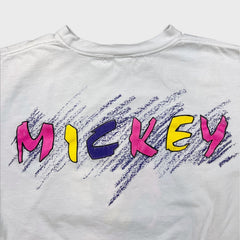 Vintage 90s Mickey Mouse T Shirt Mens Medium White Double Sided Disney Graphic Tee