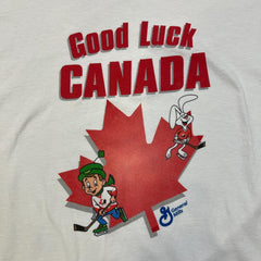 Vintage 90s General Mills Good Luck Canada T Shirt Mens XL White Lucky Charms Trix NHL