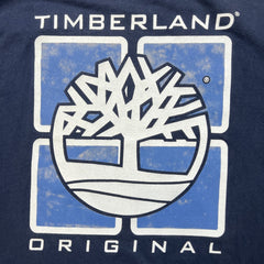 Vintage 90s Timberland T Shirt Mens Medium Blue Original USA Faded Graphic Tee