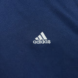 Vintage Y2K Adidas T Shirt Mens Large Blue Essentials 3 Stripes Spell Out Short Sleeve Athletic Tee