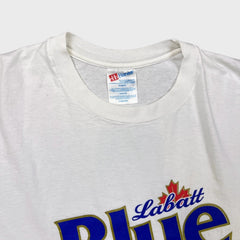 Vintage 90s Labatt Blue Draft Beer T Shirt Mens XL White USA Single Stitch Tee