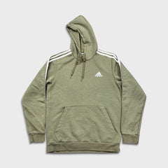 Adidas Hoodie Mens Medium Green Essentials Stripe Spell Out Logo Hooded Sweater