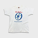 Vintage Y2K Tim Hortons T Shirt Mens Large White Family Bicycle Ride For Charity Tee