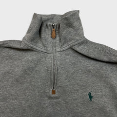 Vintage 90s Polo Ralph Lauren Sweatshirt Mens Small Gray Pony 1/4 Zip Pullover