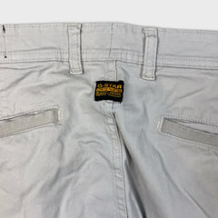 G-Star Raw Pants Mens 34x30 White Straight Fit Casual Utility Cargo Trousers