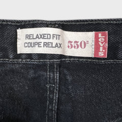 Vintage Y2K Levi's 550 Jeans Mens 33x30 Black Relaxed Fit Dark Wash Baggy Faded Denim Pants