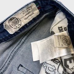 Diesel Jeans Mens 34x32 Blue Tepphar Slim Tapered Fit Medium Wash Distress Denim Pants