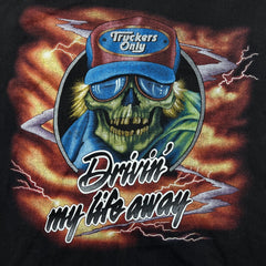 Vintage 90s 3D Emblem Truckers Only T Shirt Mens Large Black Drivin Life Away Tee