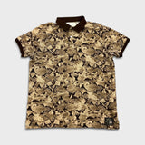 Denim & Supply Ralph Lauren Polo Shirt Mens Medium Brown Snake Print AOP Short Sleeve