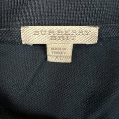 Burberry Brit Polo Shirt Mens XL Black Nova Check Tartan Preppy Tee