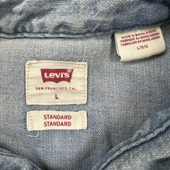 Levi's Denim Shirt Mens Large Blue Light Wash Casual Western Jean Pearl Snap