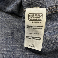 Levi's Signature Denim Shirt Mens Large Blue Dark Wash Casual Western Pearl Snap