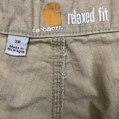 Carhartt Force Shorts Mens Size 38 Beige Relaxed Fit Ripstop Cargo Workwear