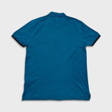 Hugo Boss Polo Shirt Mens Medium Blue Slim Fit Pima Logo Casual Pique Short Sleeve