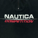 Vintage 90s Nautica Competition Fleece Mens Large Black USA 1/4 Zip Pullover Jacket