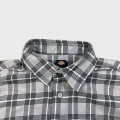 Dickies Shirt Mens Large Gray Plaid Flannel Workwear Long Sleeve Button Up