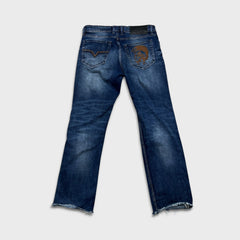 Diesel Jeans Mens 35x30 Blue Thavar Regular Slim Skinny Distressed Frayed Denim Pants